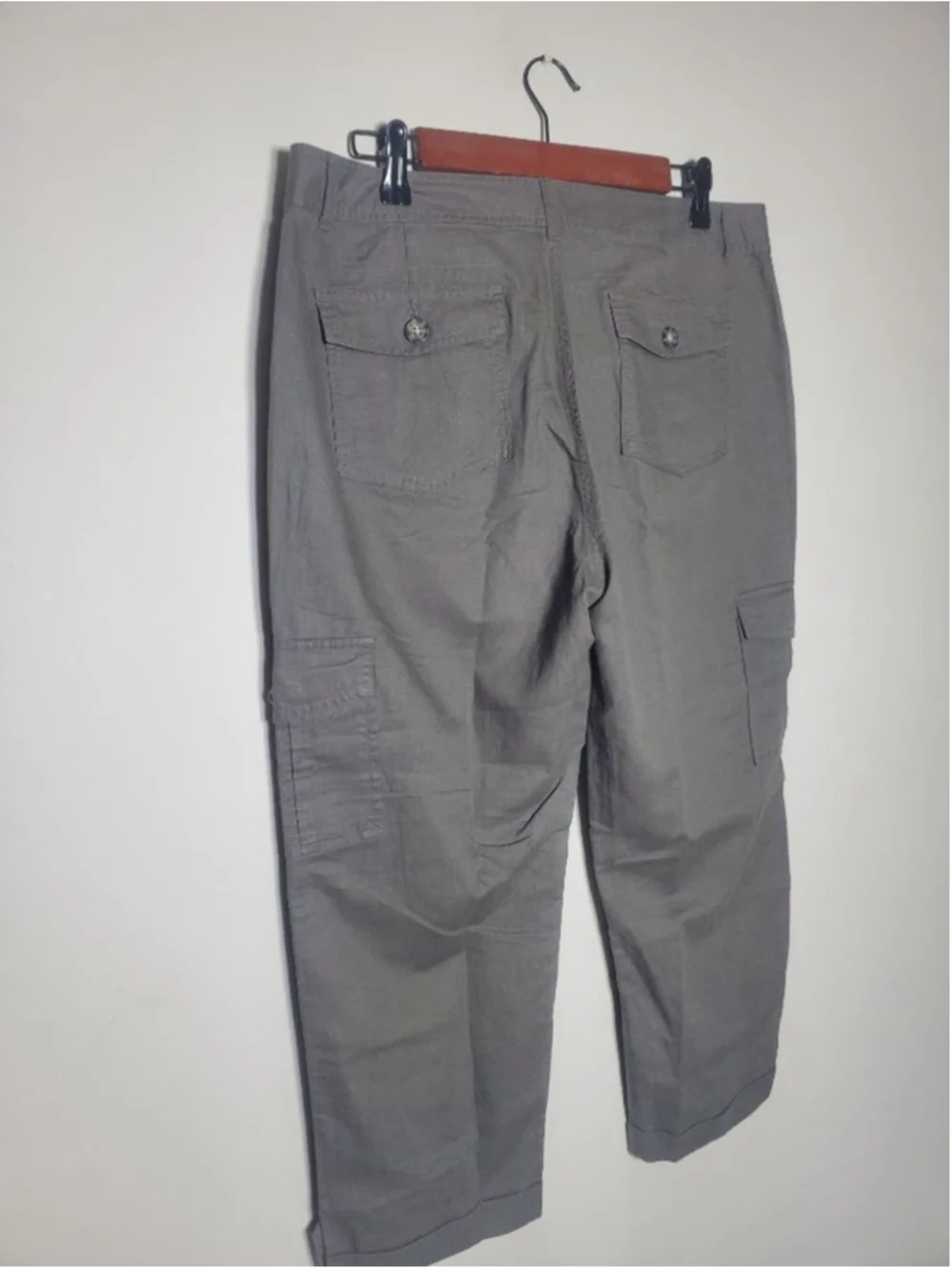 Banana Republic Martin Cargo Utility Pants Olive Green Linen Cotton Size 12 NWT